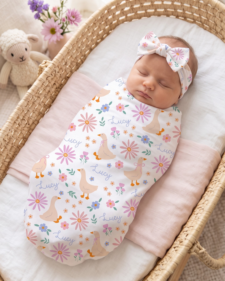 Daisy Duckling Bamboo Swaddle Blanket