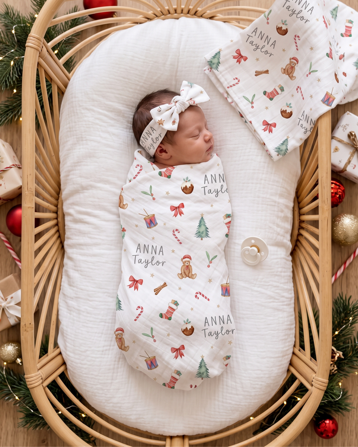 Merry Little Christmas Bamboo Swaddle Blanket