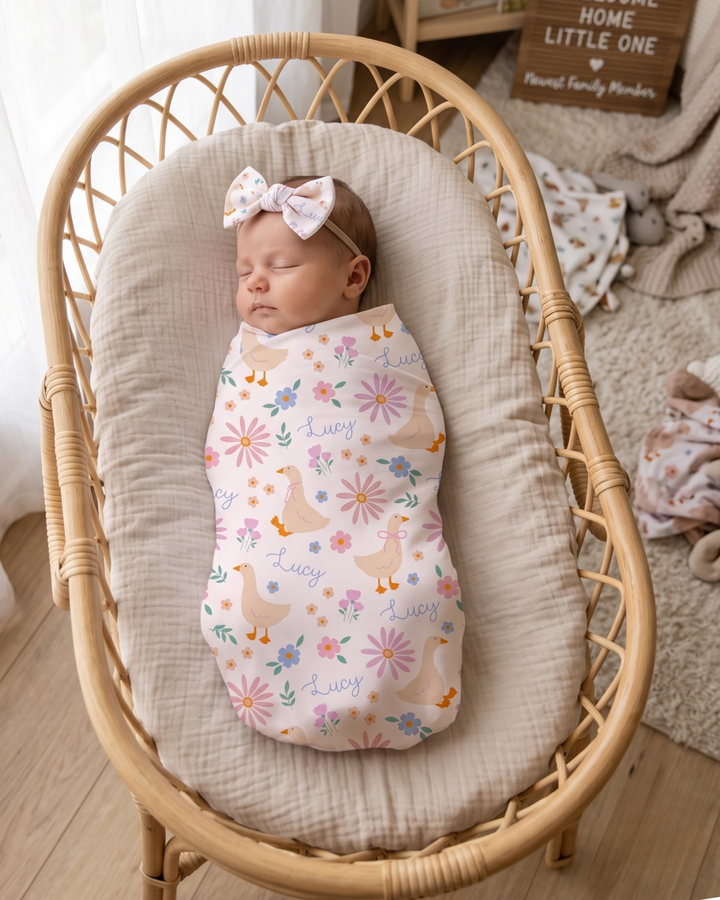 Daisy Duckling Bamboo Swaddle Blanket
