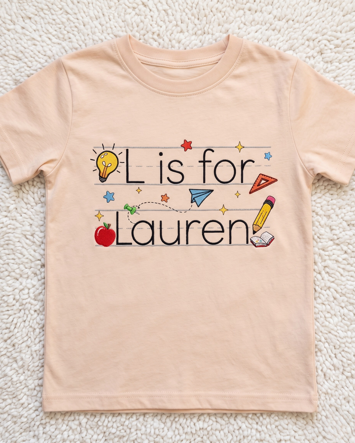 Custom Name Creative World Embroidered Bamboo Crewneck T-Shirt