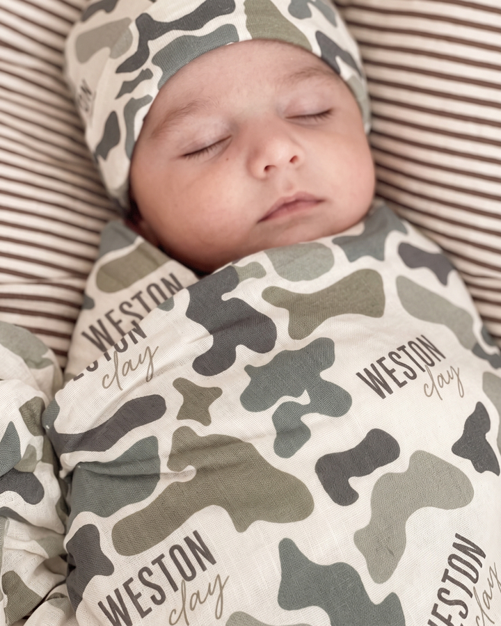 Custom Name Camo Heritage Bamboo Swaddle Blanket
