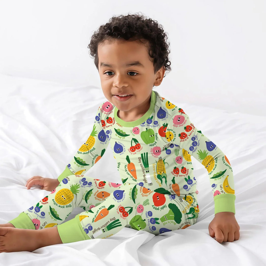 Little Veggie Garden Bamboo Two Piece Long Sleeve Pajama Set