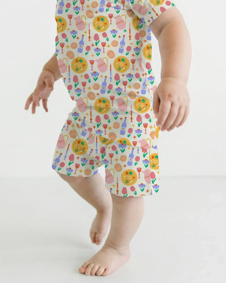 Pesach Sameach Matching Family Bamboo Two Piece Short Sleeve Shorts Pajama Set