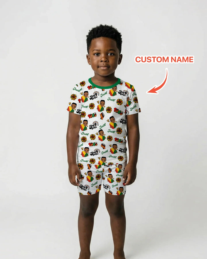 Zweiteiliges Pyjama-Set mit kurzen Ärmeln und Shorts im Sommer-Design