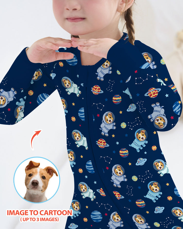 Astronaut Custom Pet Image Family Matching Bamboo Convertible Zippy