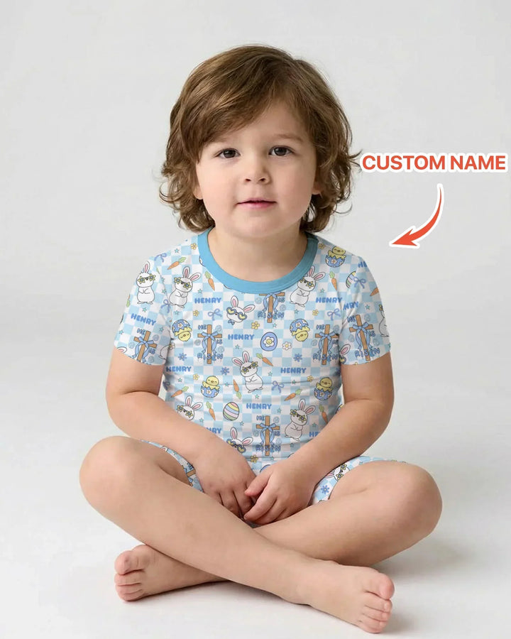 Zweiteiliges Pyjama-Set mit kurzen Ärmeln und Shorts im Sommer-Design