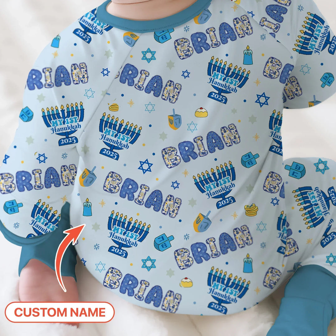 Custom name My First Hanukkah 2025 Bamboo Convertible Zippy