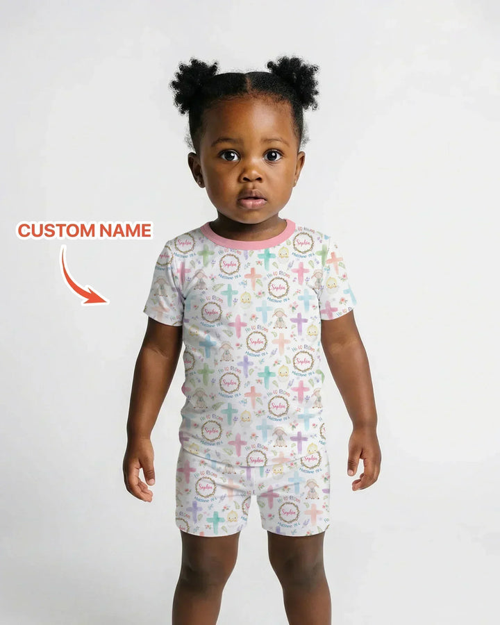 Zweiteiliges Pyjama-Set mit kurzen Ärmeln und Shorts im Sommer-Design