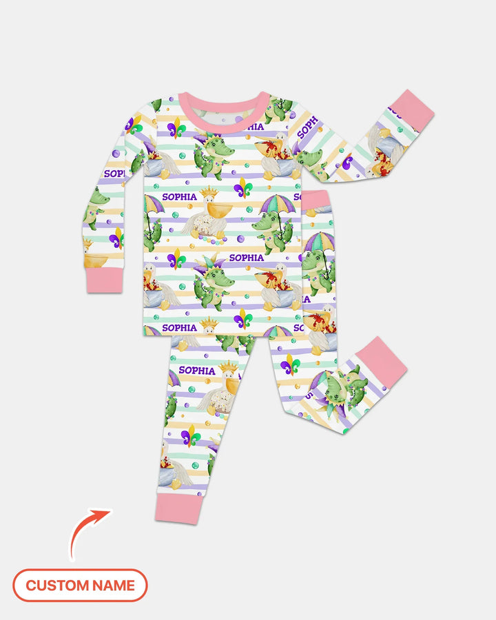 Zweiteiliges Langarm-Pyjama-Set mit Sommerfrüchten