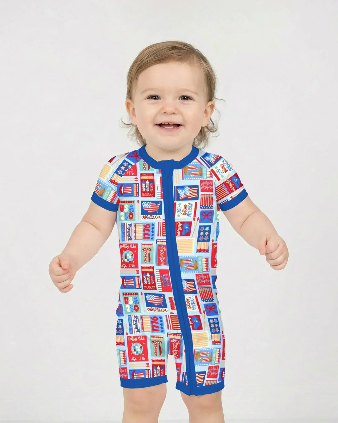Patriotic Matchbox Family Matching Bamboo Shorty Zippy