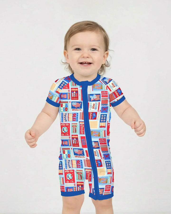 Patriotic Matchbox Family Matching Bamboo Shorty Zippy