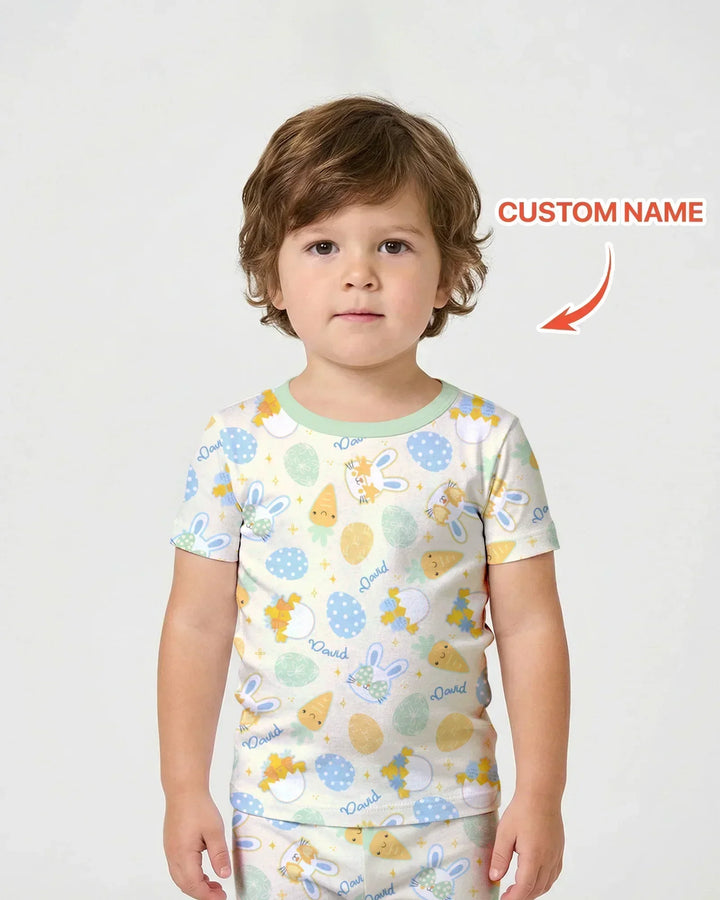 Zweiteiliges Pyjama-Set mit kurzen Ärmeln und Shorts im Sommer-Design