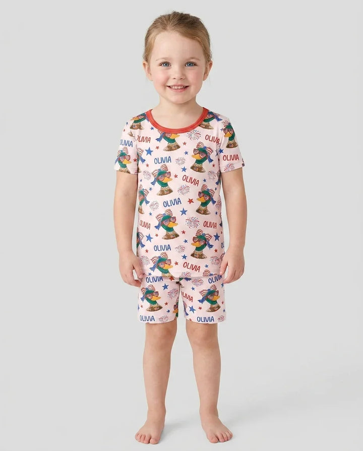 Schlafanzug-Set zweiteilig, kurze Ärmel, kurze Hose, Bambus