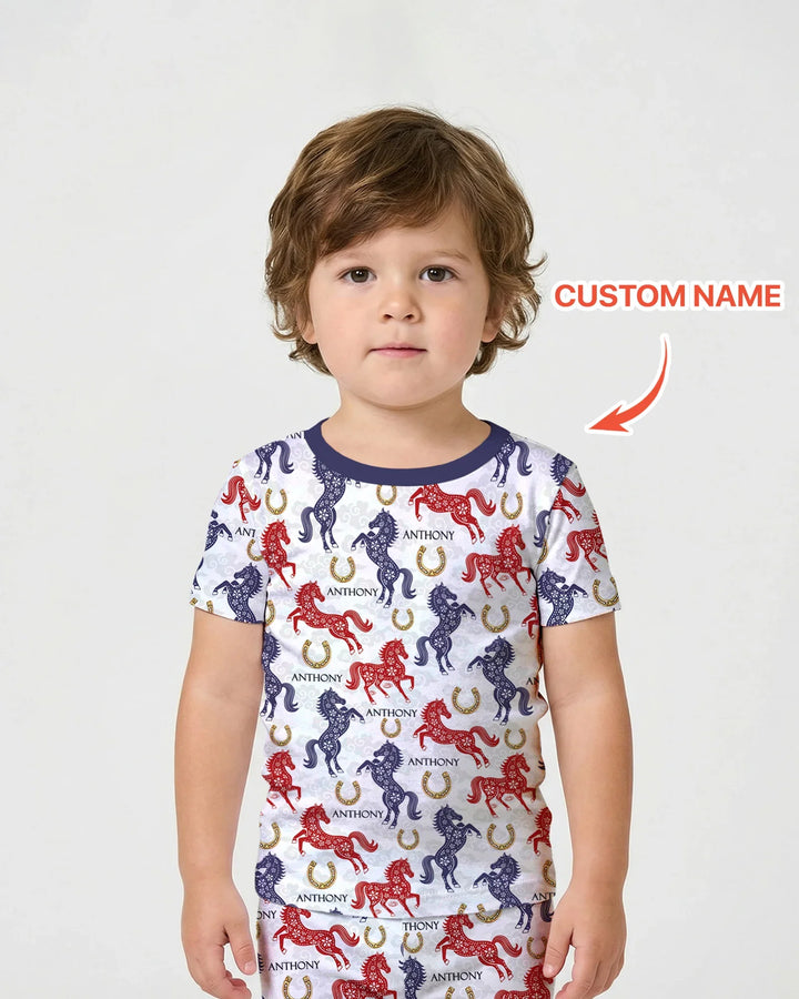 Zweiteiliges Pyjama-Set mit kurzen Ärmeln und Shorts im Sommer-Design