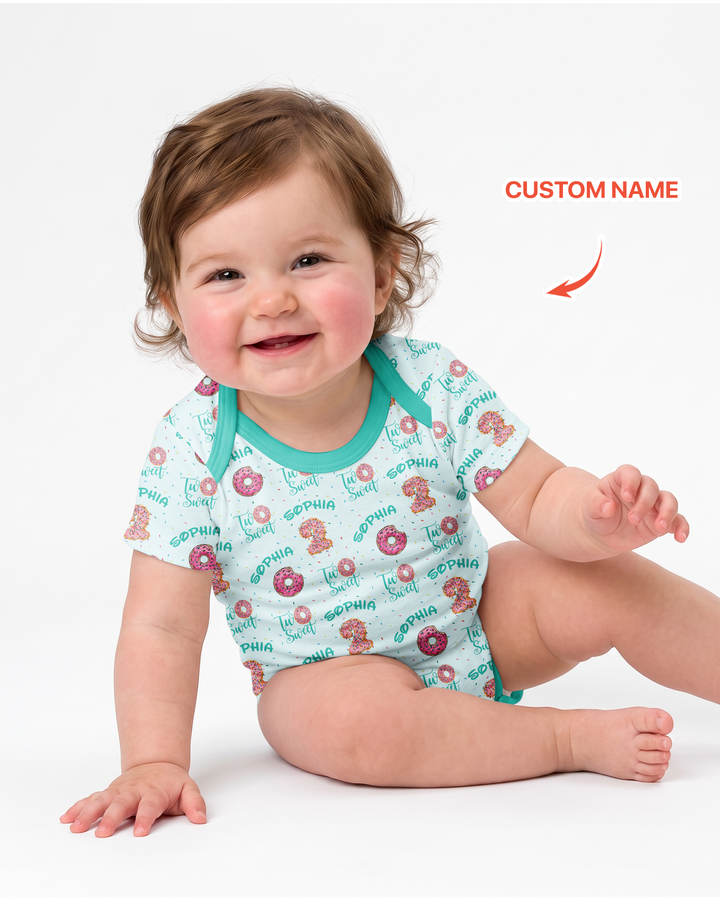 Custom Name Two Sweet Donut Bamboo Bodysuit