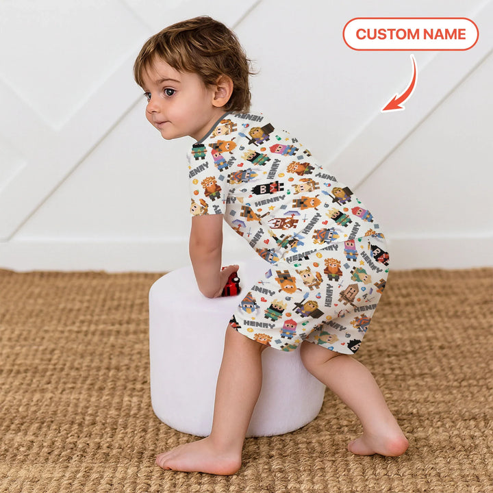 Zweiteiliges Pyjama-Set mit kurzen Ärmeln und Shorts im Sommer-Design