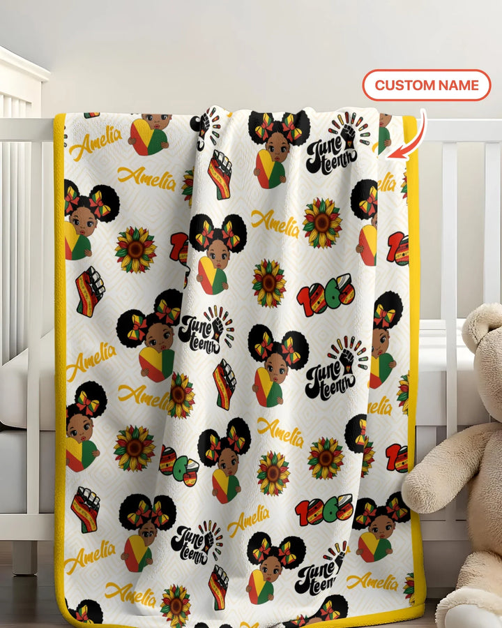 Custom Name Bloom in Freedom Bamboo Blanket