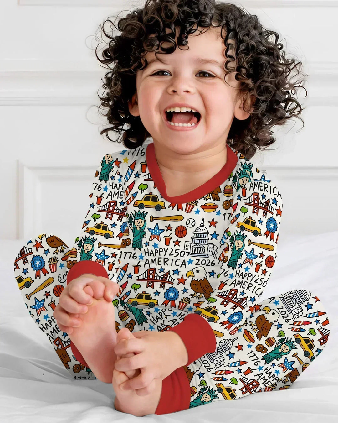 Zweiteiliges Langarm-Pyjama-Set mit Sommerfrüchten