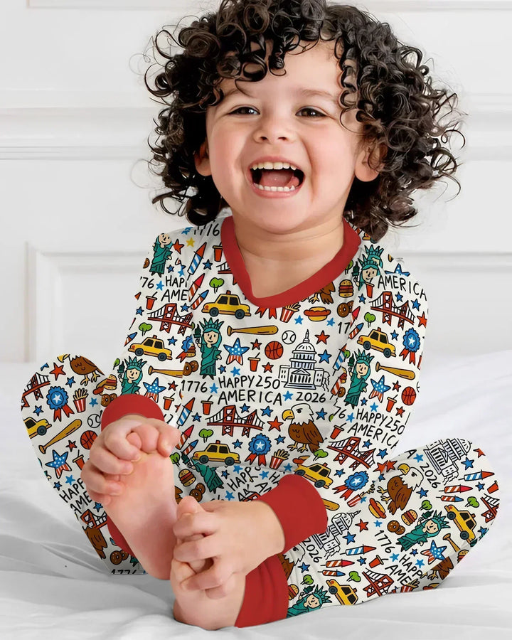 Zweiteiliges Langarm-Pyjama-Set mit Sommerfrüchten