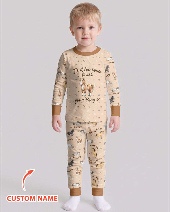 Custom Name Is It Too Soon to Ask for a Pony Bamboo Two Piece Long Sleeve Pajama Set