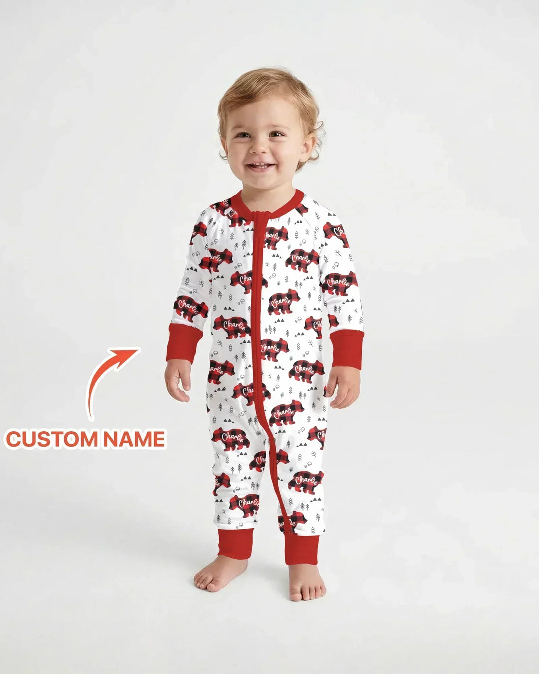 Custom Name Family Bear Matching Bamboo Convertible Zippy