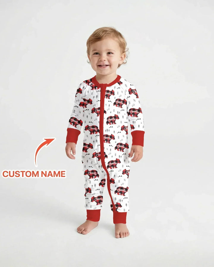 Custom Name Family Bear Matching Bamboo Convertible Zippy