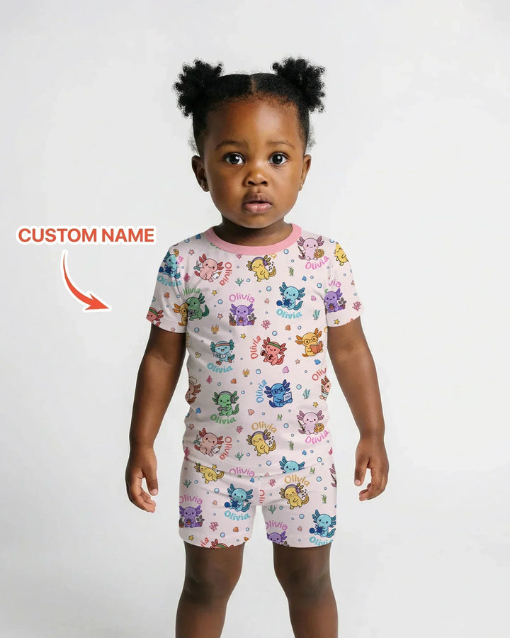 Zweiteiliges Pyjama-Set mit kurzen Ärmeln und Shorts im Sommer-Design
