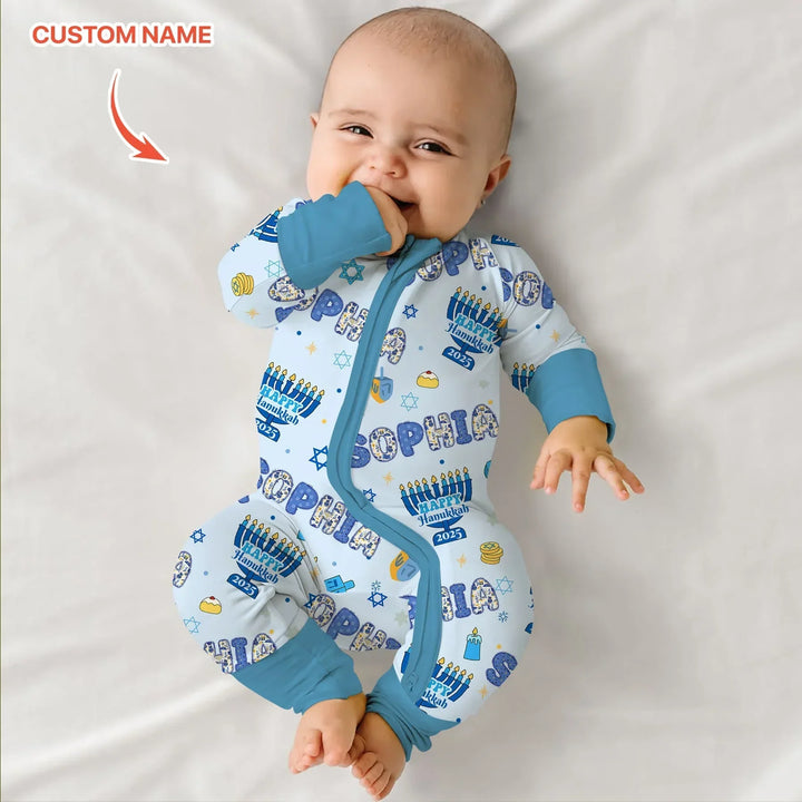 Custom name Happy Hanukkah 2025 Bamboo Convertible Zippy