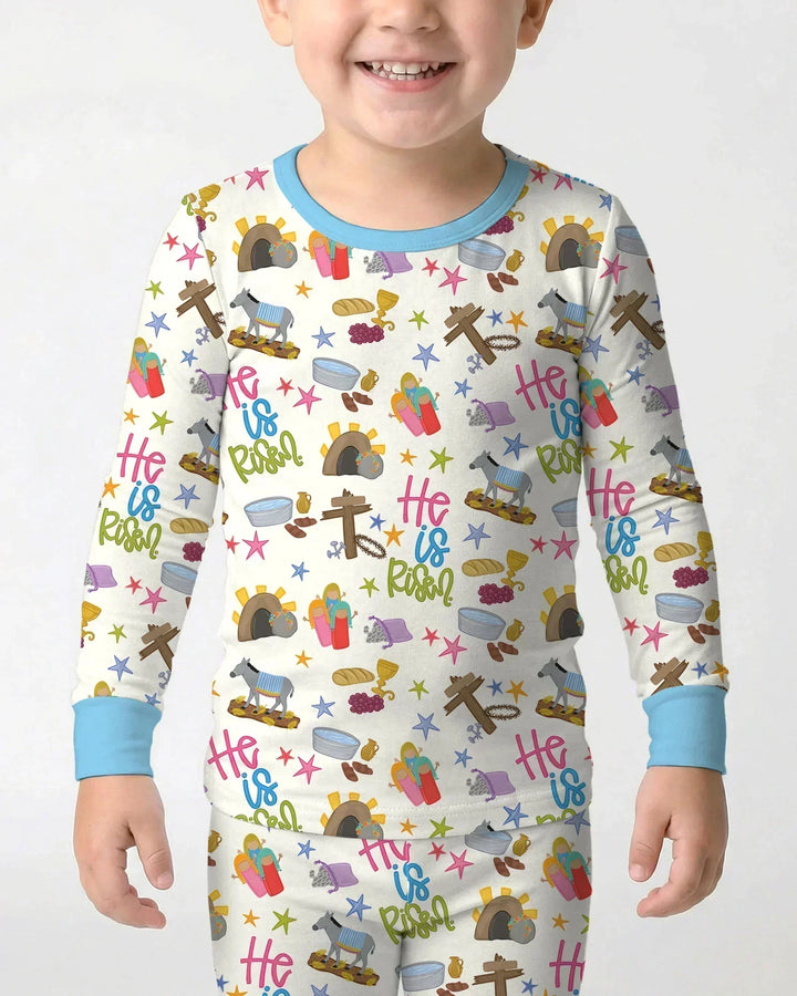 Zweiteiliges Langarm-Pyjama-Set mit Sommerfrüchten