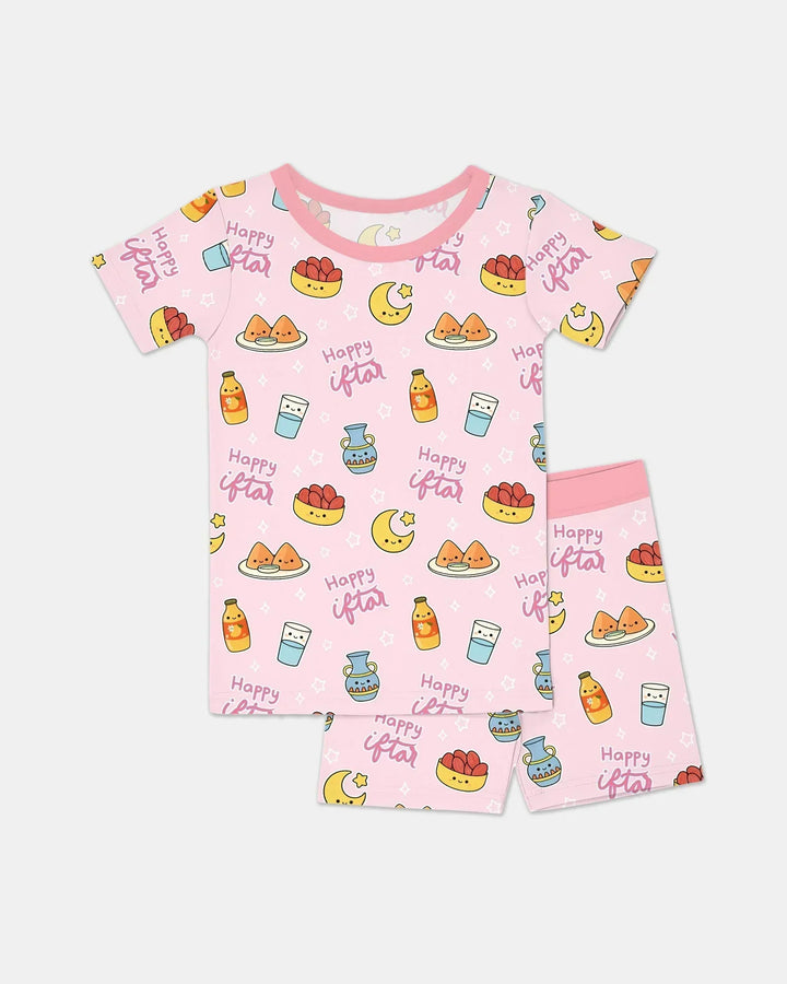 Iftar Party Bamboo Two Piece Short Sleeve Shorts Pajama Set