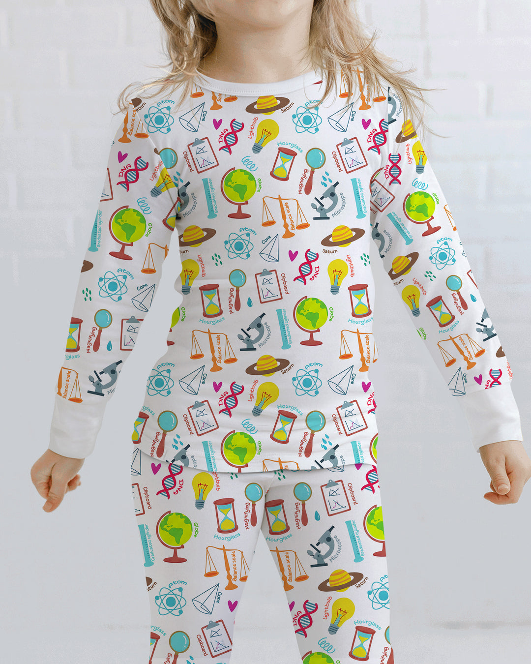 Tiny Scientist Explores The World Bamboo Two Piece Long Sleeve Pajama Set