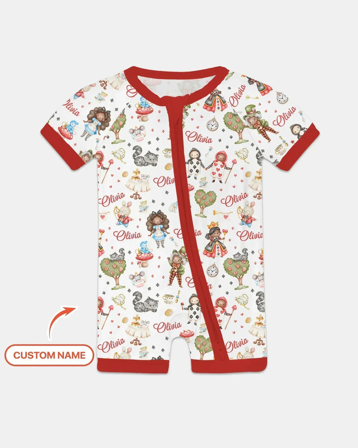 Whimsical Wonderland Tea Party Custom Name Bamboo Shorty Zippy
