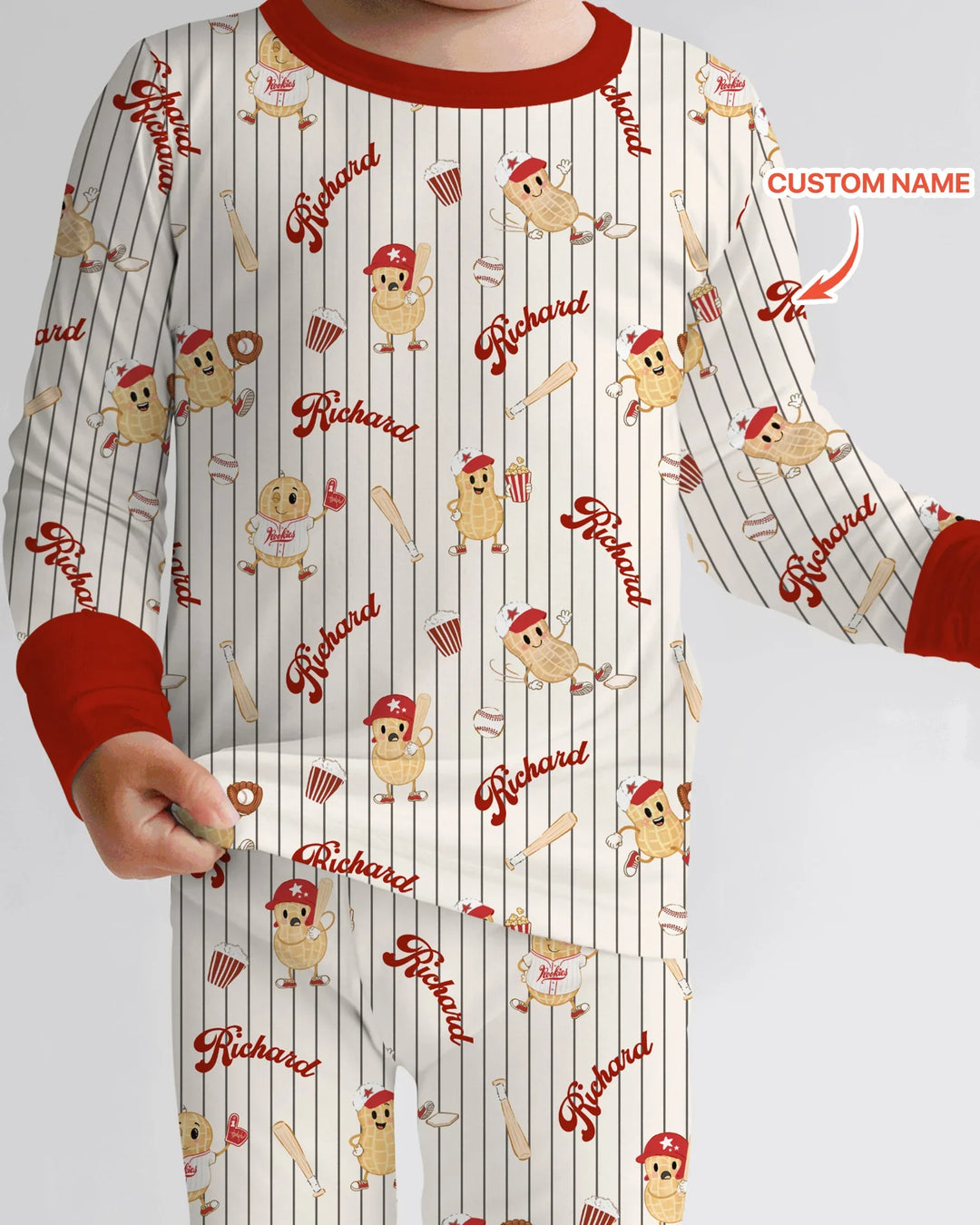 Custom Nam Retro Ballgame Bamboo Two Piece Long Sleeve Pajama Set