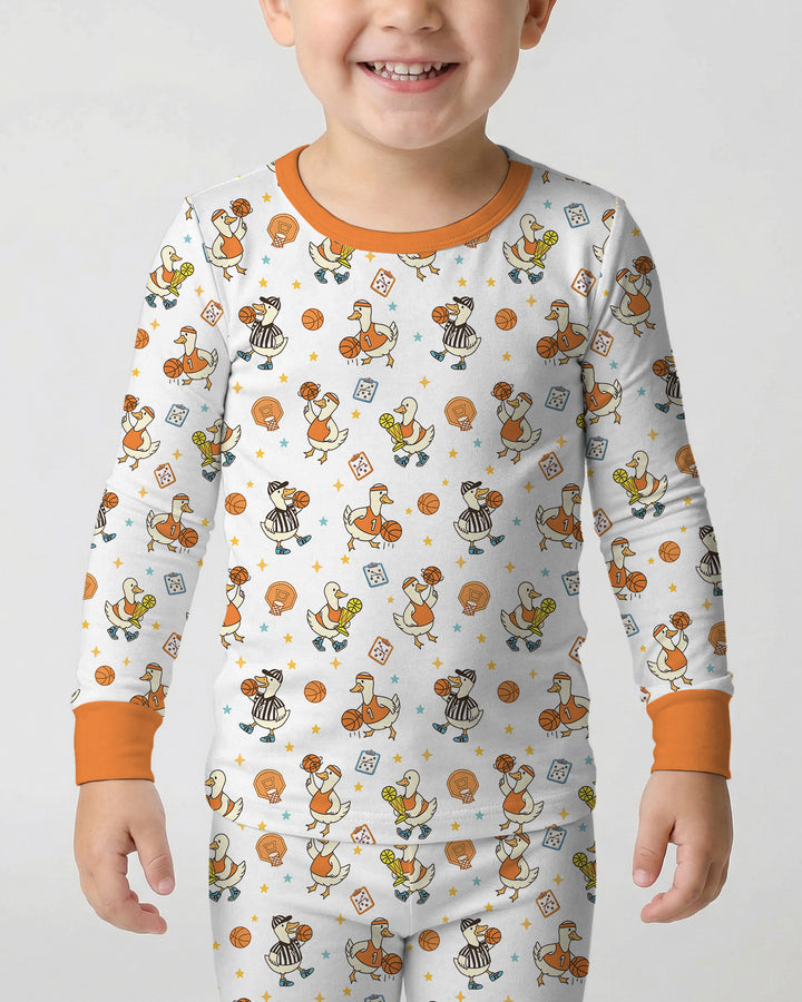 Silly Goose Playing Basketball Bamboo Two Piece Long Sleeve Pajama Set