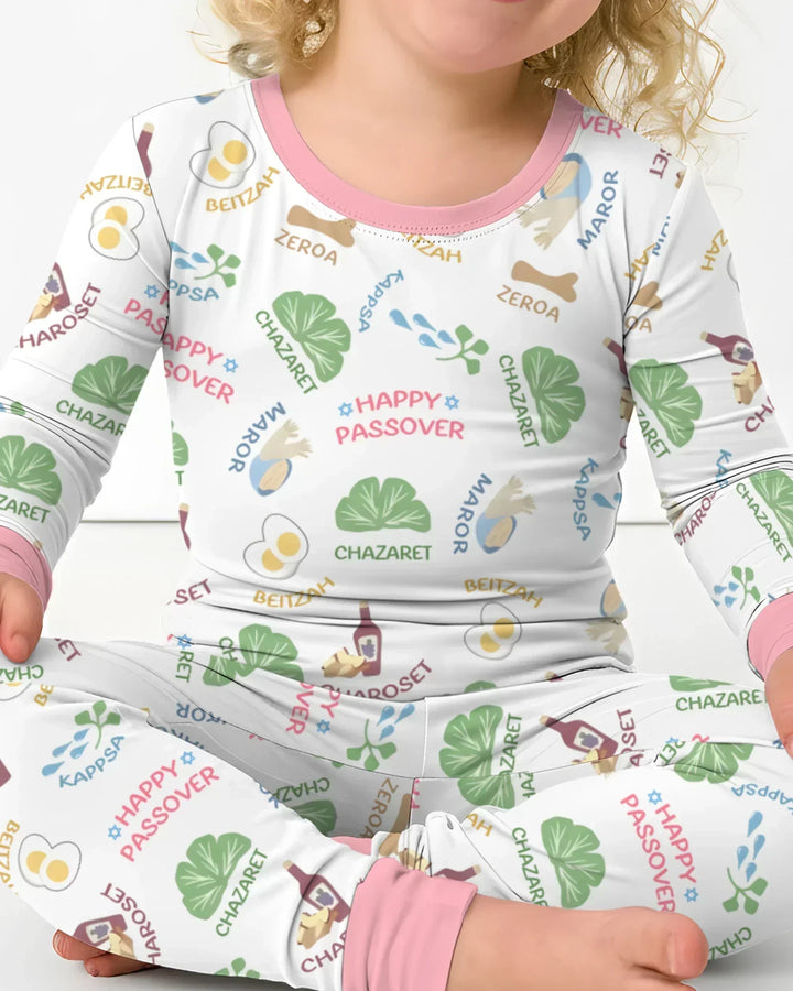 Zweiteiliges Langarm-Pyjama-Set mit Sommerfrüchten
