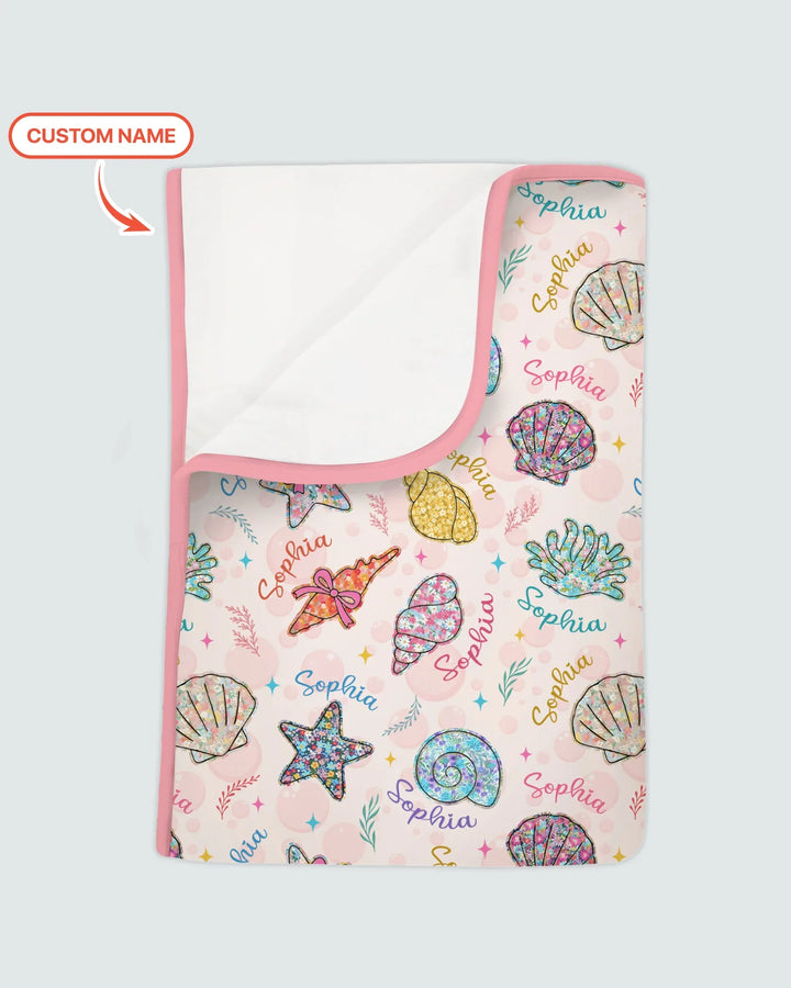 Custom Name Seaside Wildflower Summer Bamboo Blanket
