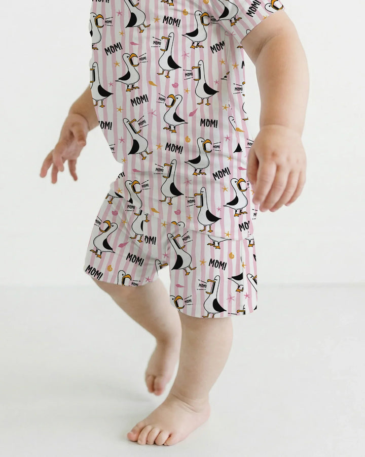 Seagull mom Mom MOM Two Piece Short Sleeve Shorts Pajama Set