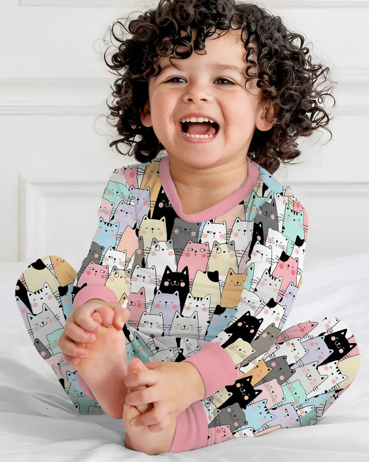 Zweiteiliges Langarm-Pyjama-Set mit Sommerfrüchten