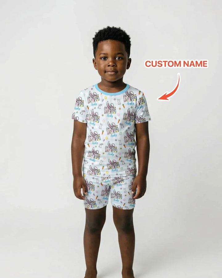 Zweiteiliges Pyjama-Set mit kurzen Ärmeln und Shorts im Sommer-Design