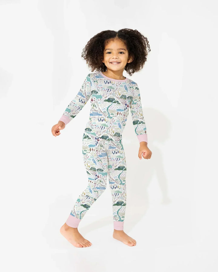 Whimsical Psalms 23 Map Bamboo Two Piece Long Sleeve Pajama Set