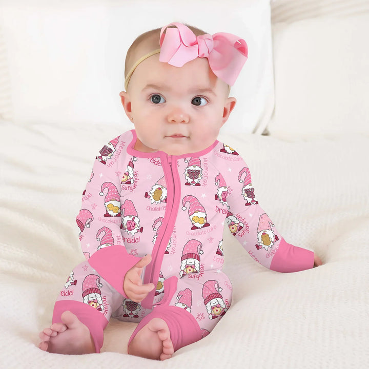 Happy Hanukkah Matching Family Convertible Zippy , Happy Hanukkah Matching Family Convertible Zippy - 0-3M / Girl