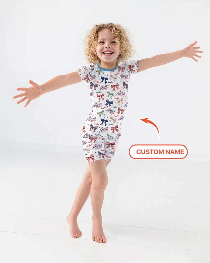 Zweiteiliges Pyjama-Set mit kurzen Ärmeln und Shorts im Sommer-Design