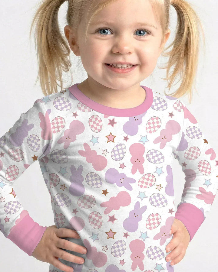 Easter Peep Bunnies Bamboo Two Piece Long Sleeve Pajama Set