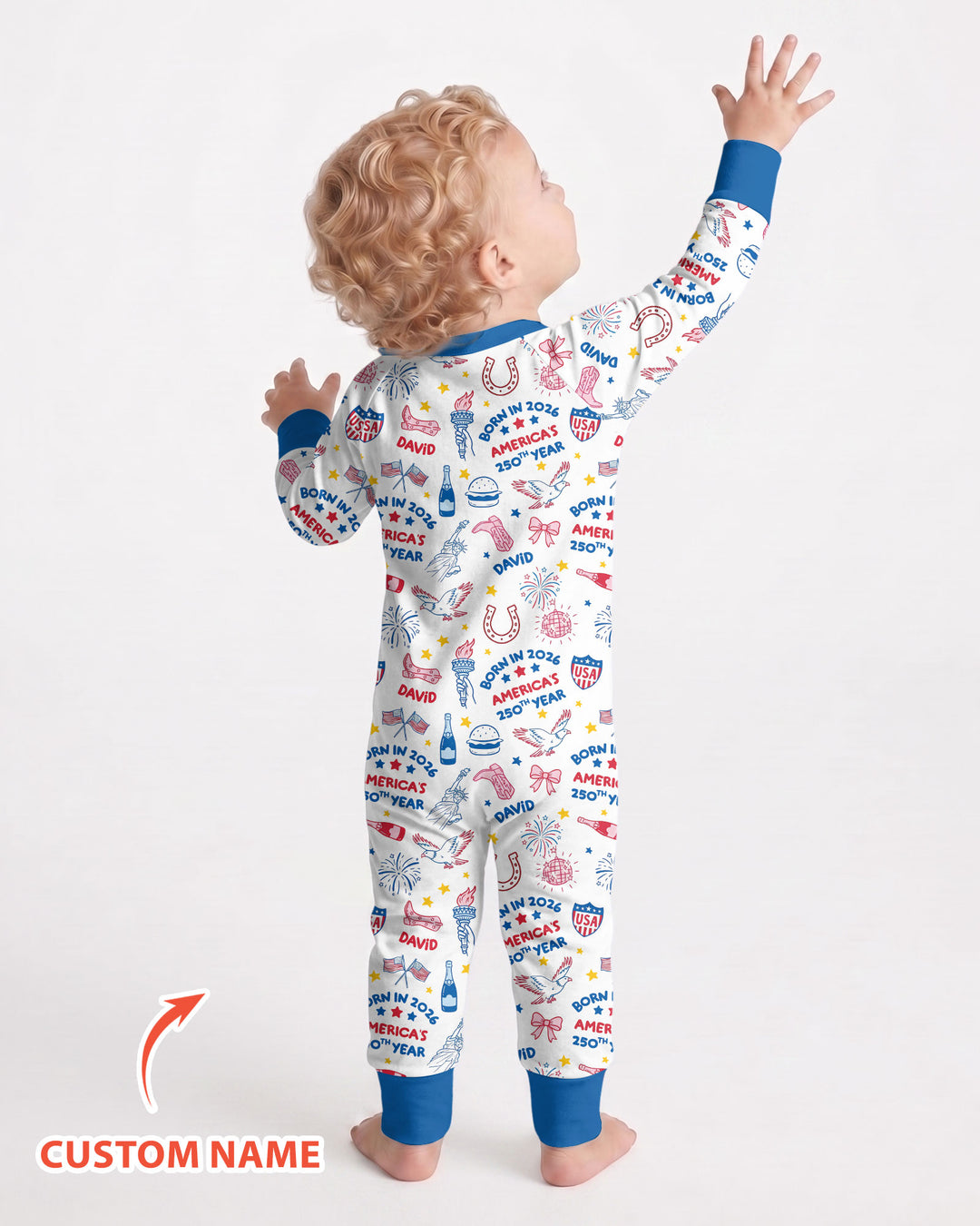 Born in 2026 America’s 250th Year Custom Name Bamboo Convertible Zippy