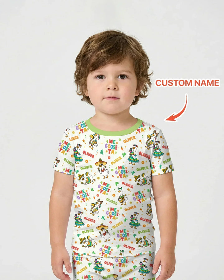 Custom name Me Goose-ta Bamboo Two Piece Short Sleeve Shorts Pajama Set
