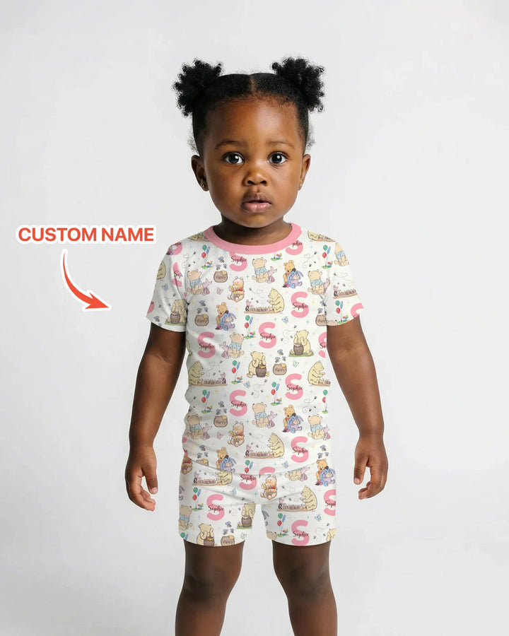 Zweiteiliges Pyjama-Set mit kurzen Ärmeln und Shorts im Sommer-Design