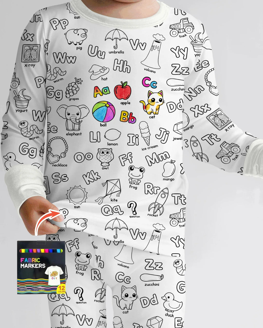 Zweiteiliges Langarm-Pyjama-Set mit Sommerfrüchten