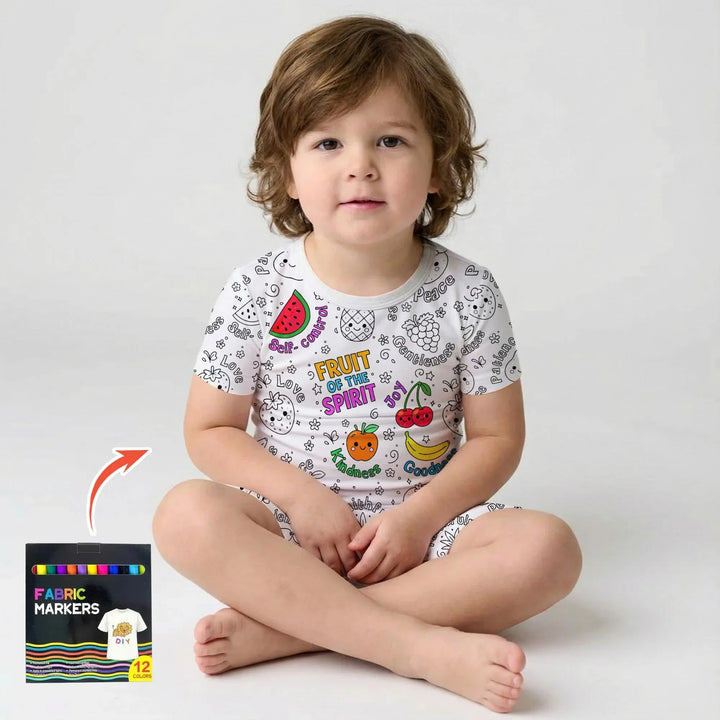Template Zweiteiliges Pyjama-Set mit kurzen Ärmeln und Shorts