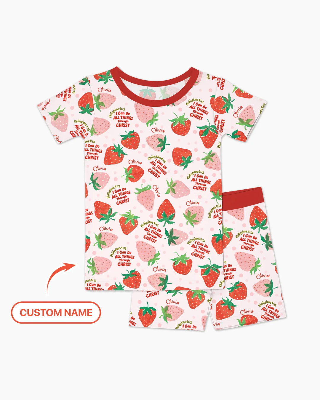I Can Do All Things Through Christ Bamboo Two Piece Short Sleeve Shorts Pajama Set