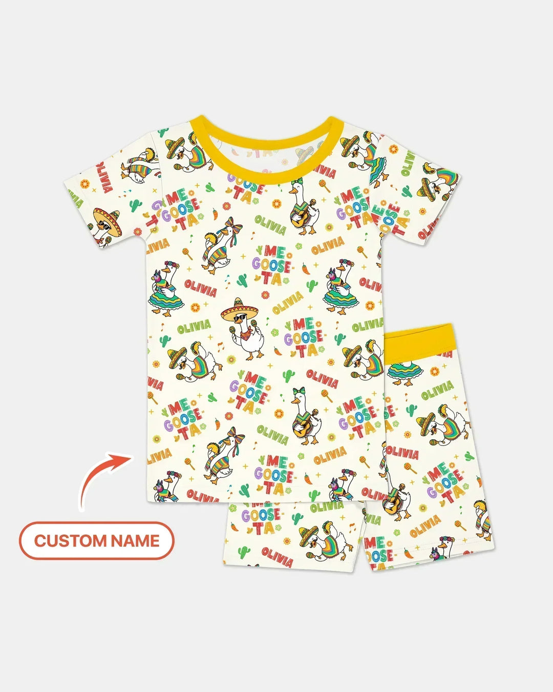 Custom name Me Goose-ta Bamboo Two Piece Short Sleeve Shorts Pajama Set